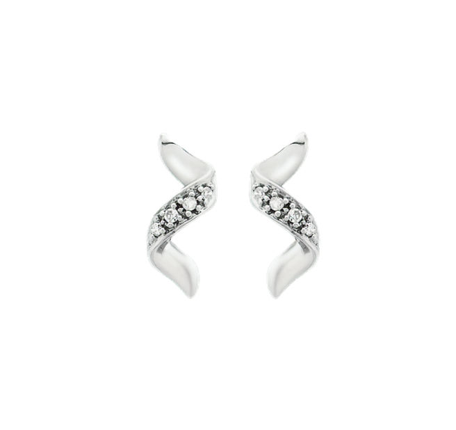 Diamond Twist 9ct White Gold stud earrings