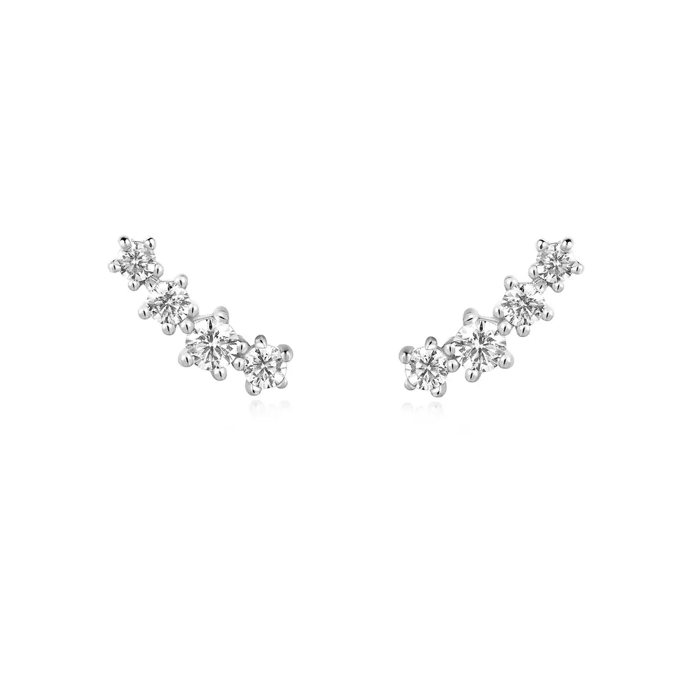 Thumbnail: Silver Sparkle Climber Stud Earrings