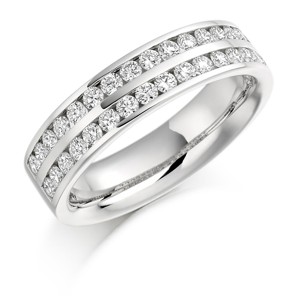 Two row Channel set Diamond half Eternity ring