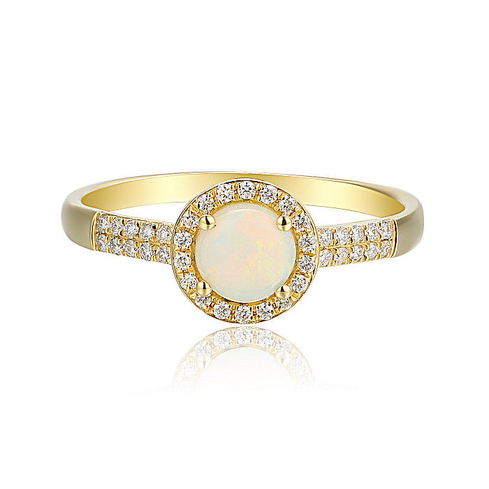 Thumbnail: Opal 0.64ct and Diamond 0.25ct total 18ct Yellow Gold Ring