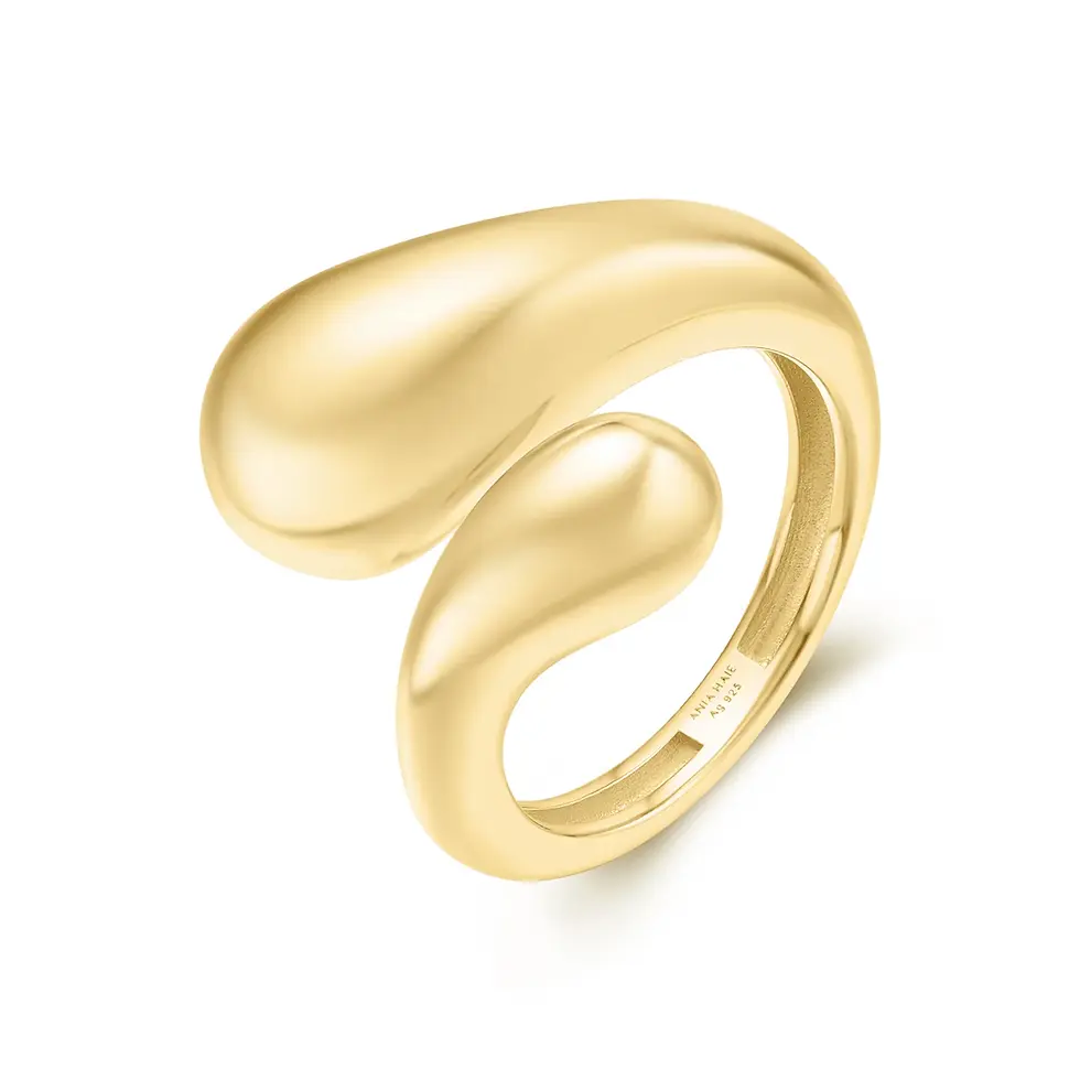 Thumbnail: Gold Plated Silver Sculptural Crossover Ring