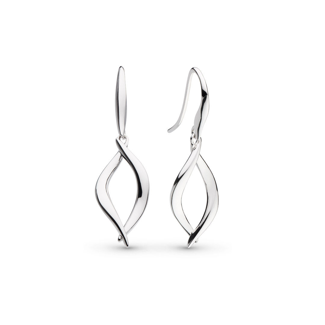Entwine Twine Twist Link Silver Drop Earrings