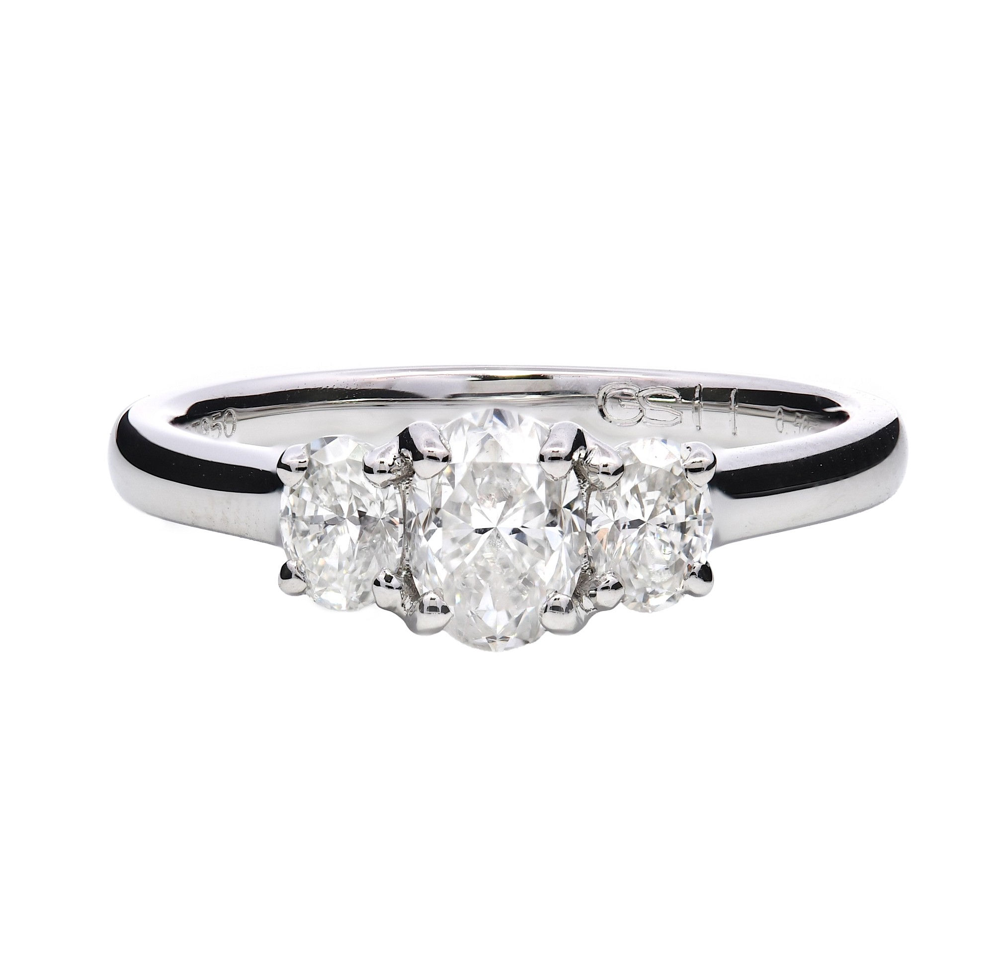 Diamond 0.85ct Oval Trilogy Platinum Ring