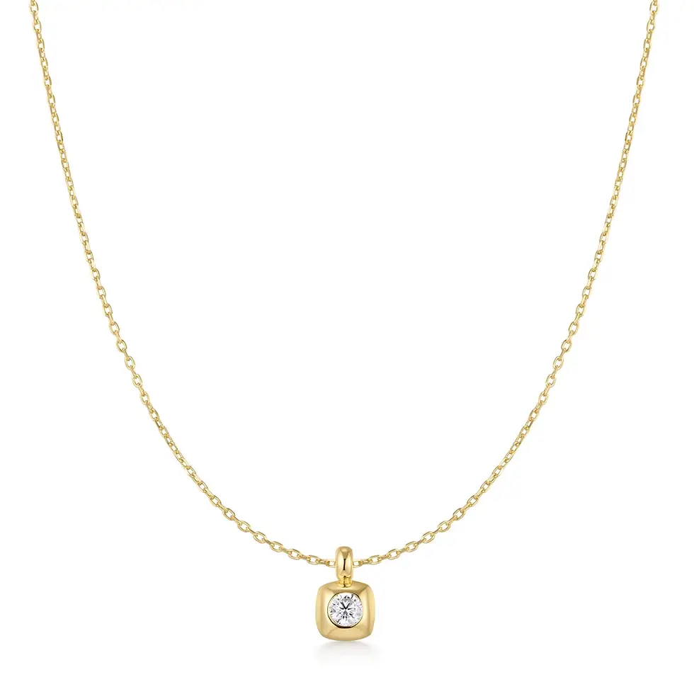 Thumbnail: Gold Plated Modern Bezel Set Necklace
