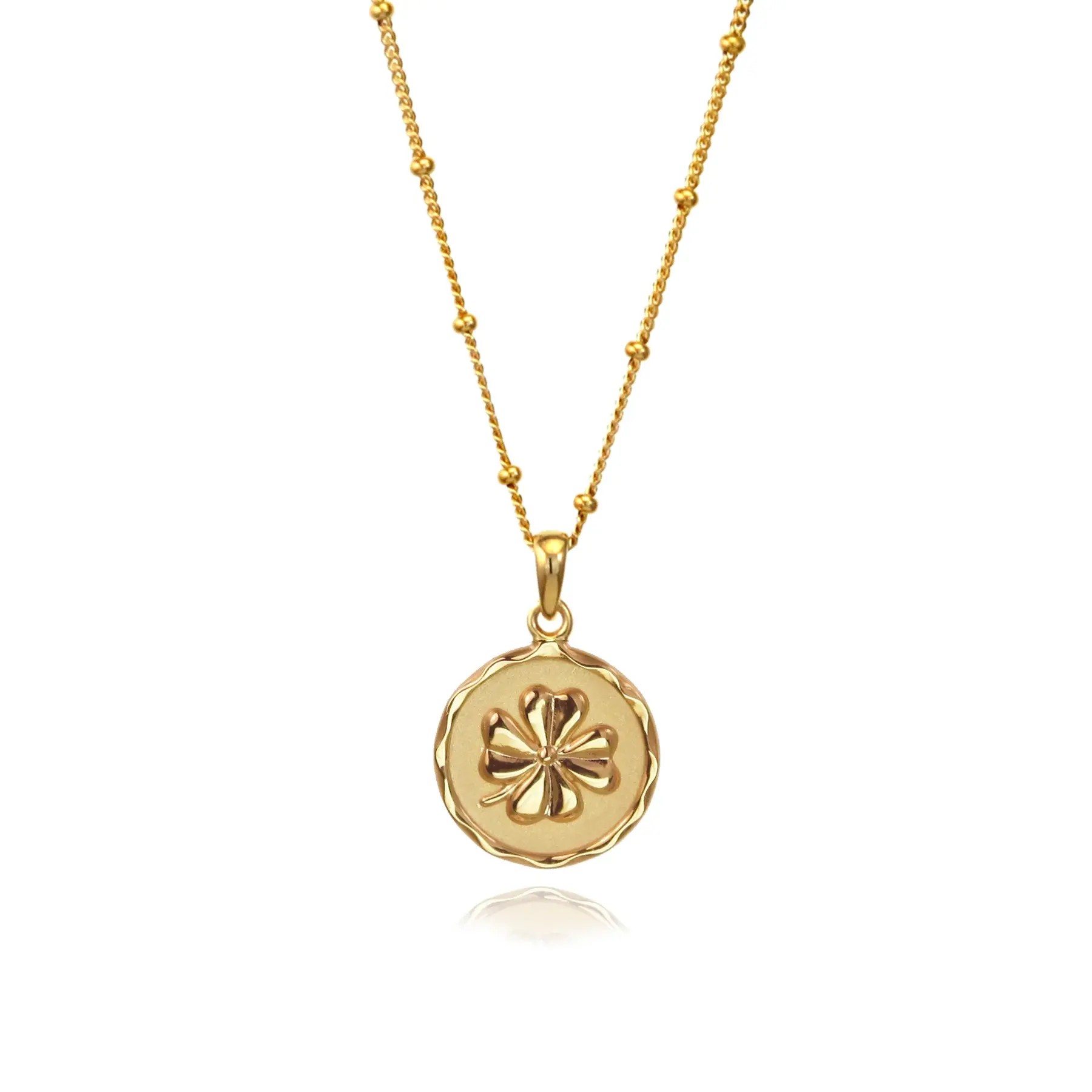 Four Leaf Clover 18ct Gold Plated Silver Pendant