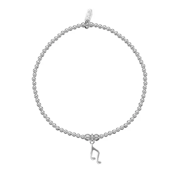 Music Note Silver Bead Bracelet