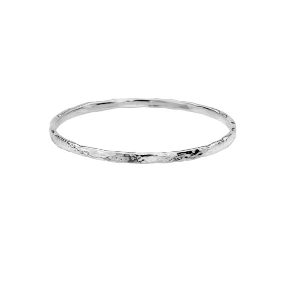 Hammered Silver Round Bangle
