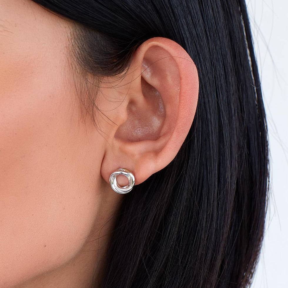 Thumbnail: Bevel Trilogy Silver Stud Earrings