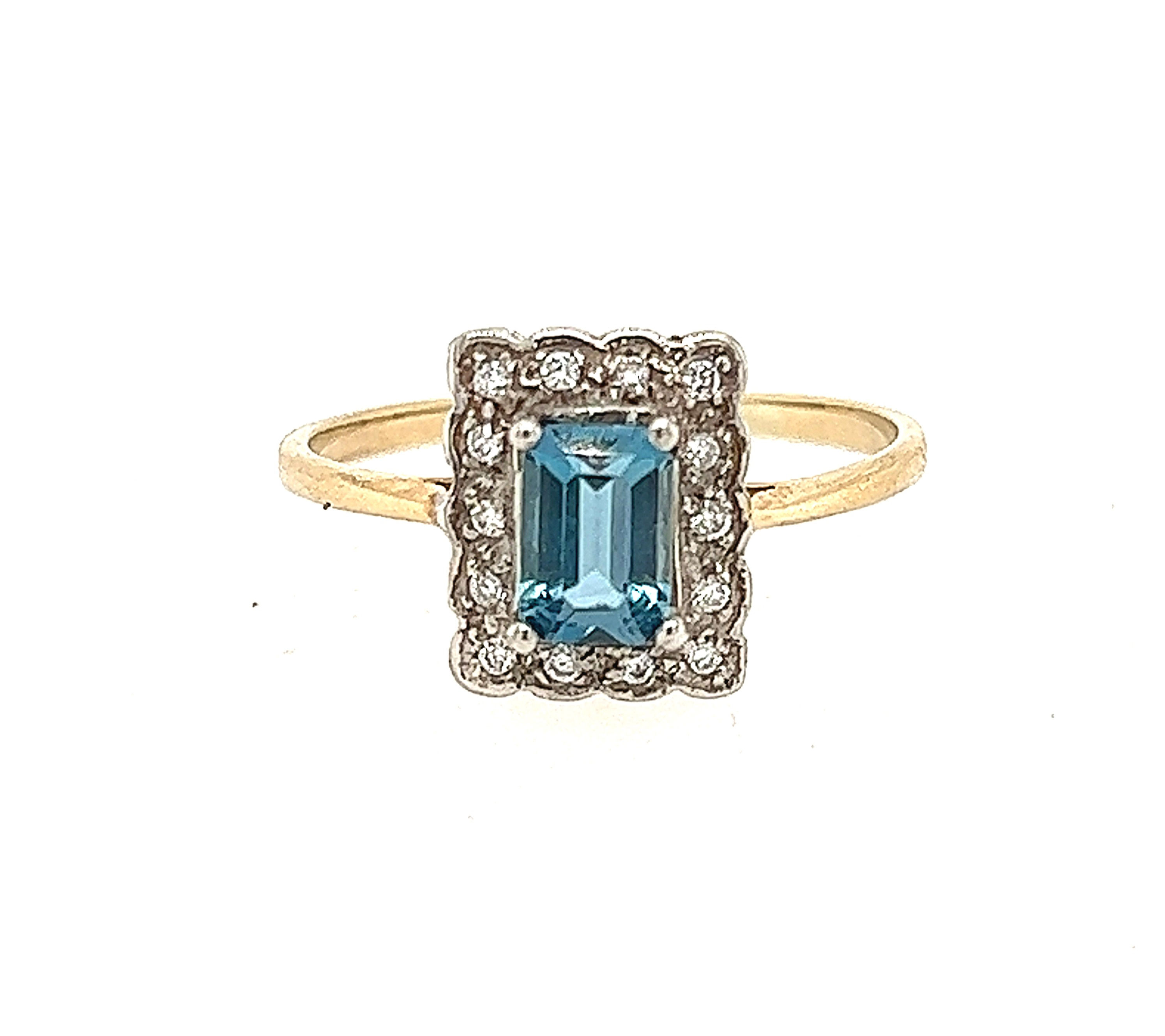 Topaz and Diamond Vintage Style 9ct Yellow Gold Ring