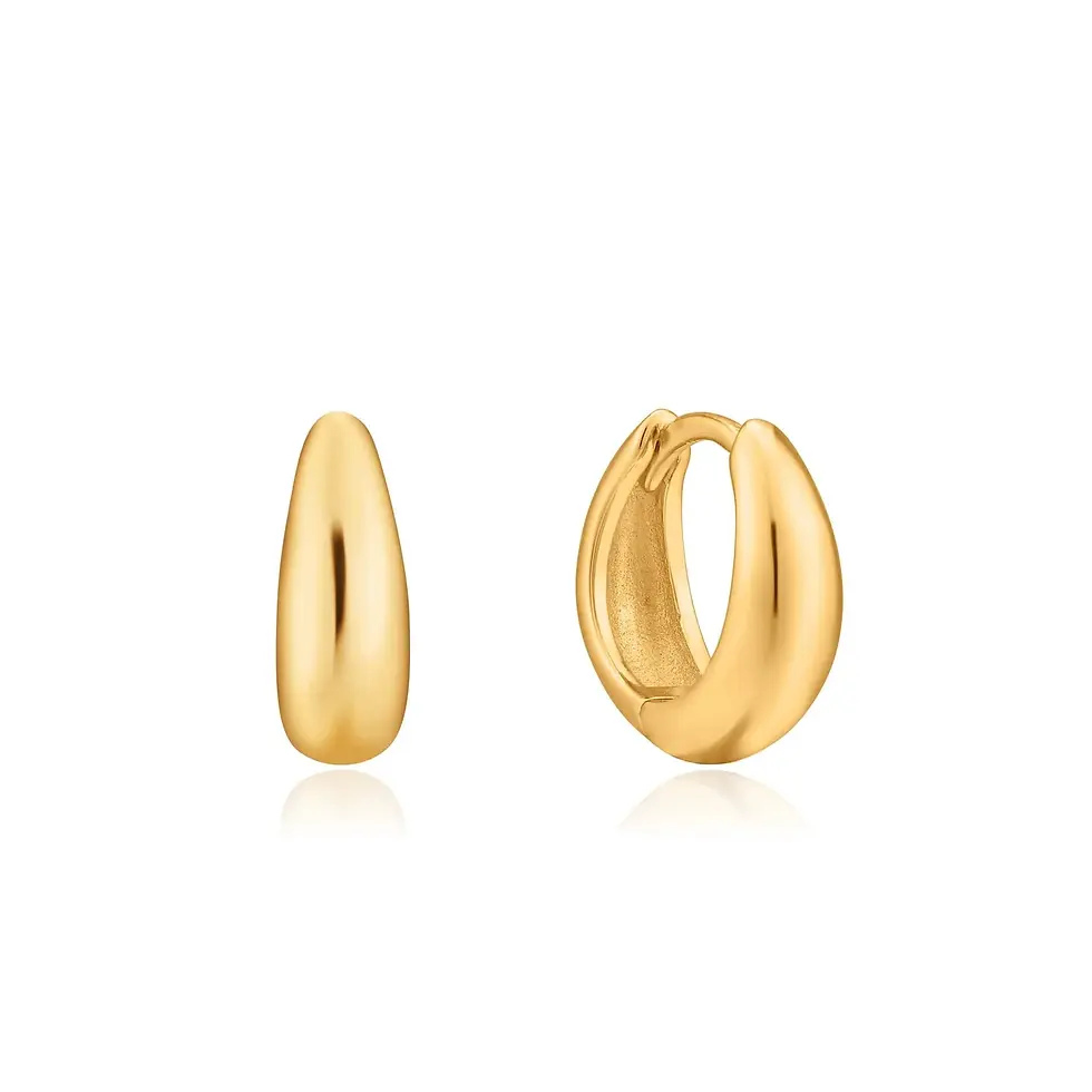 Thumbnail: Gold Plated Silver Luxe Huggie Hoop Earrings