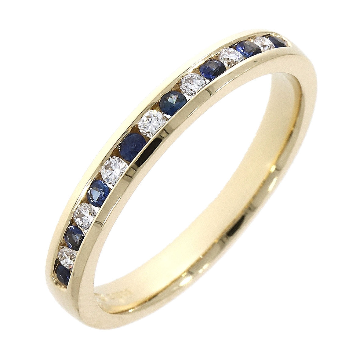 Sapphire 0.16ct and Diamond 0.10ct Channel Set 18ct Yellow Gold Eternity Ring
