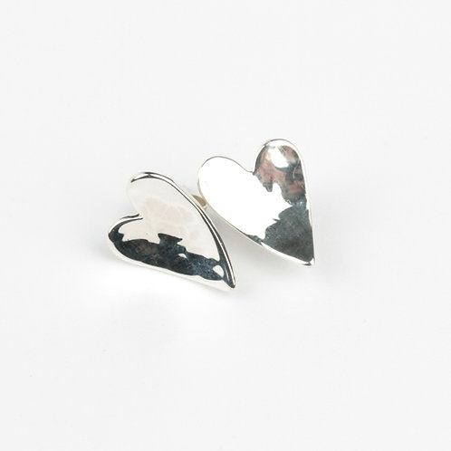 Medium silver Heart stud earrings