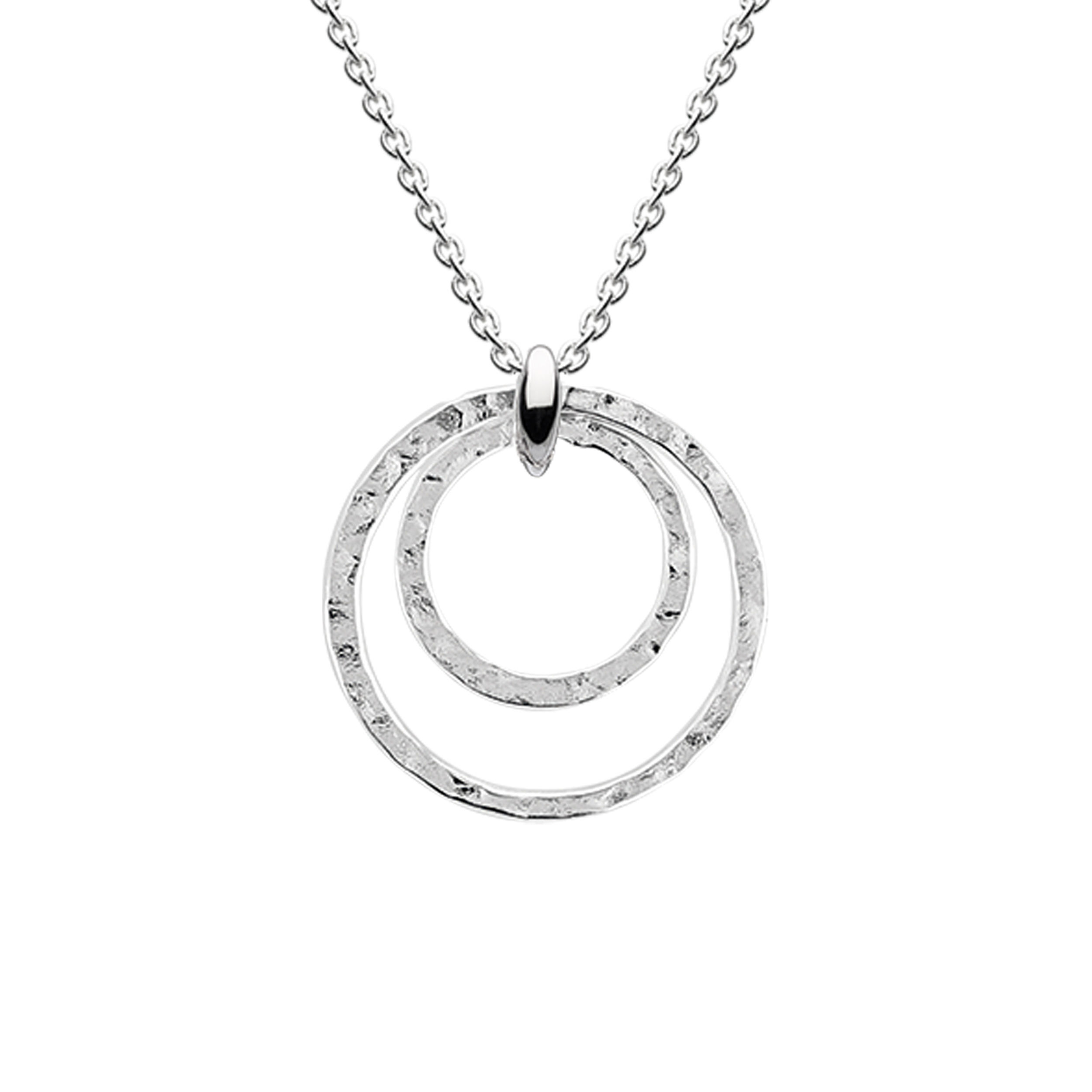 Hammered Silver Double Circle Pendant