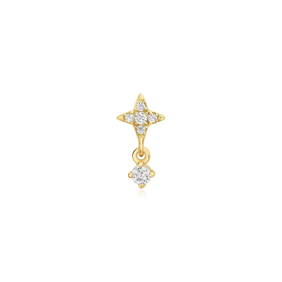 Thumbnail: Gold Plated Silver Star Dangle Barbell Single Earring