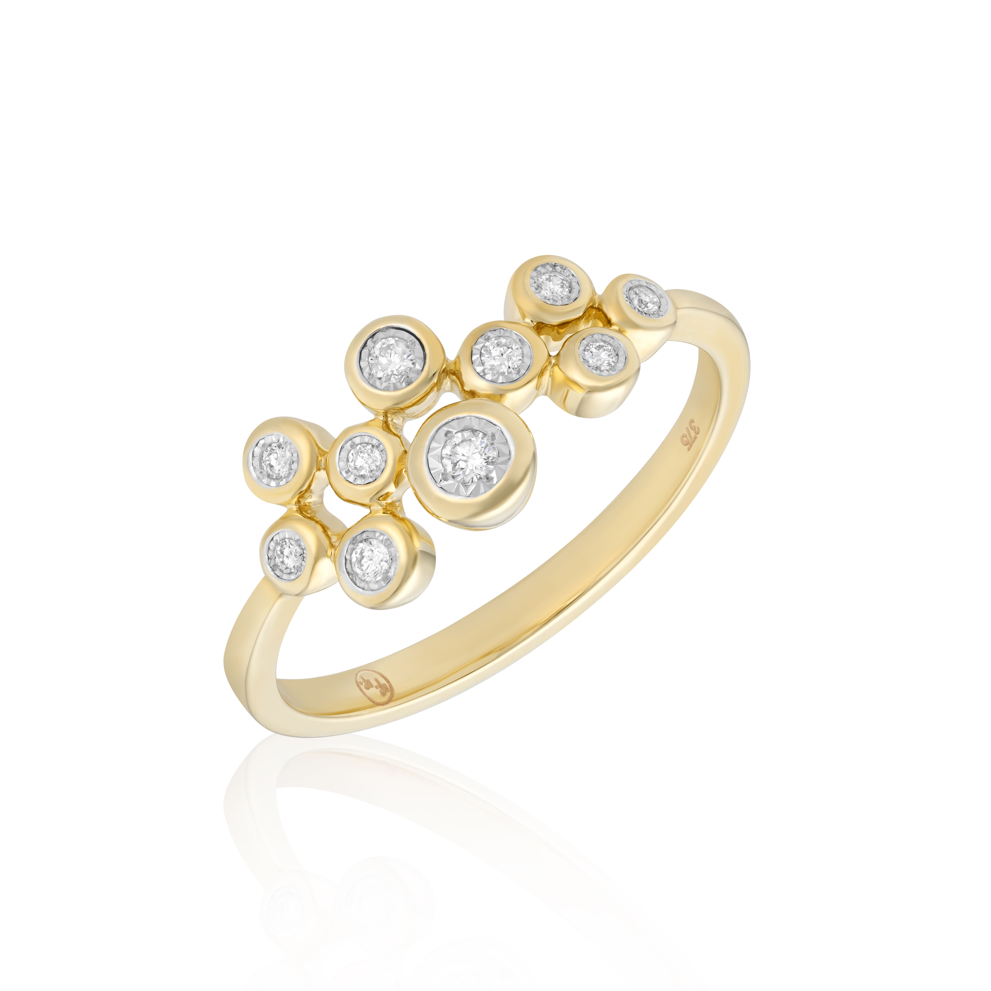 Diamond 0.09ct total 9ct Yellow Gold Bubble Ring