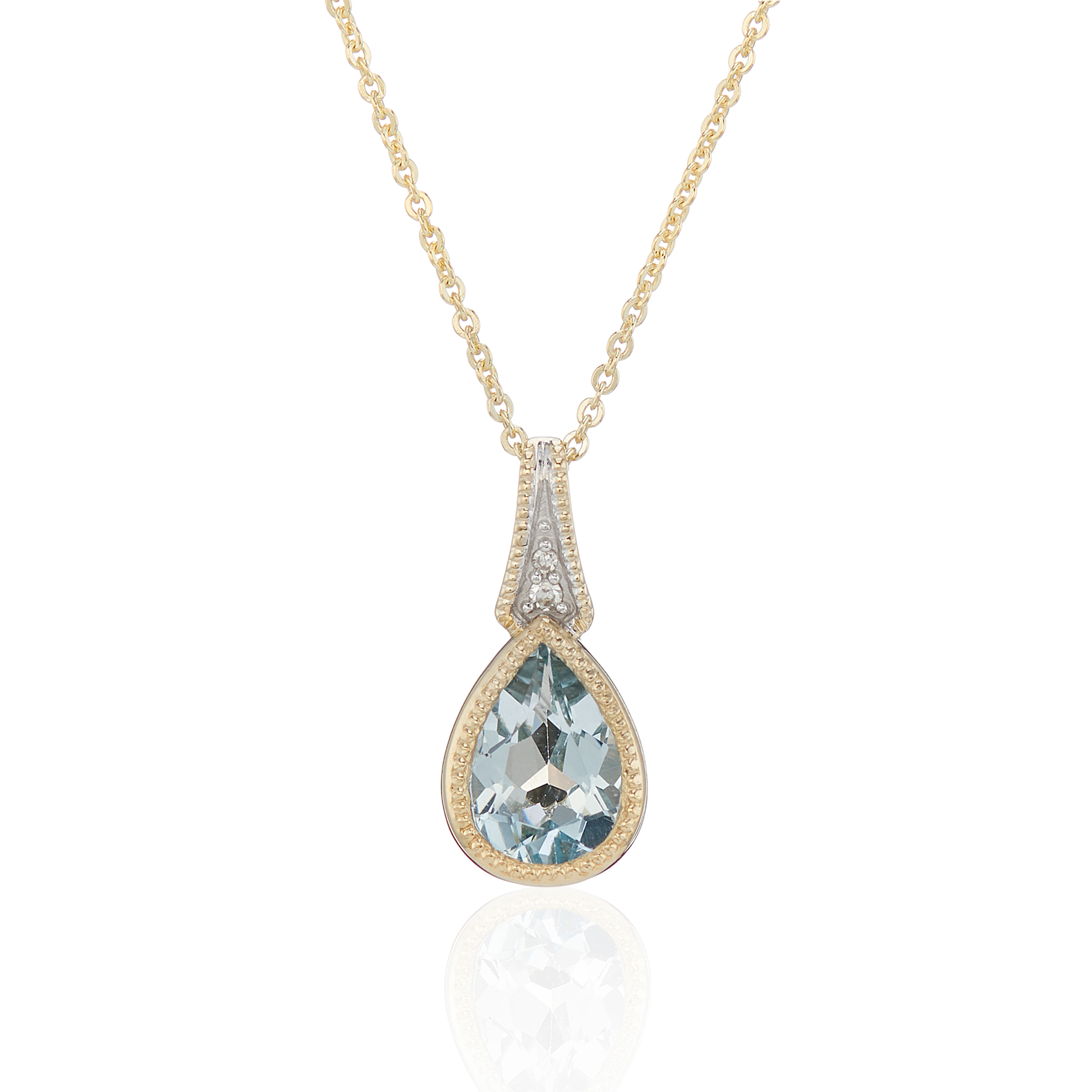 Aquamarine 0.70ct and Diamond Yellow Gold Ring