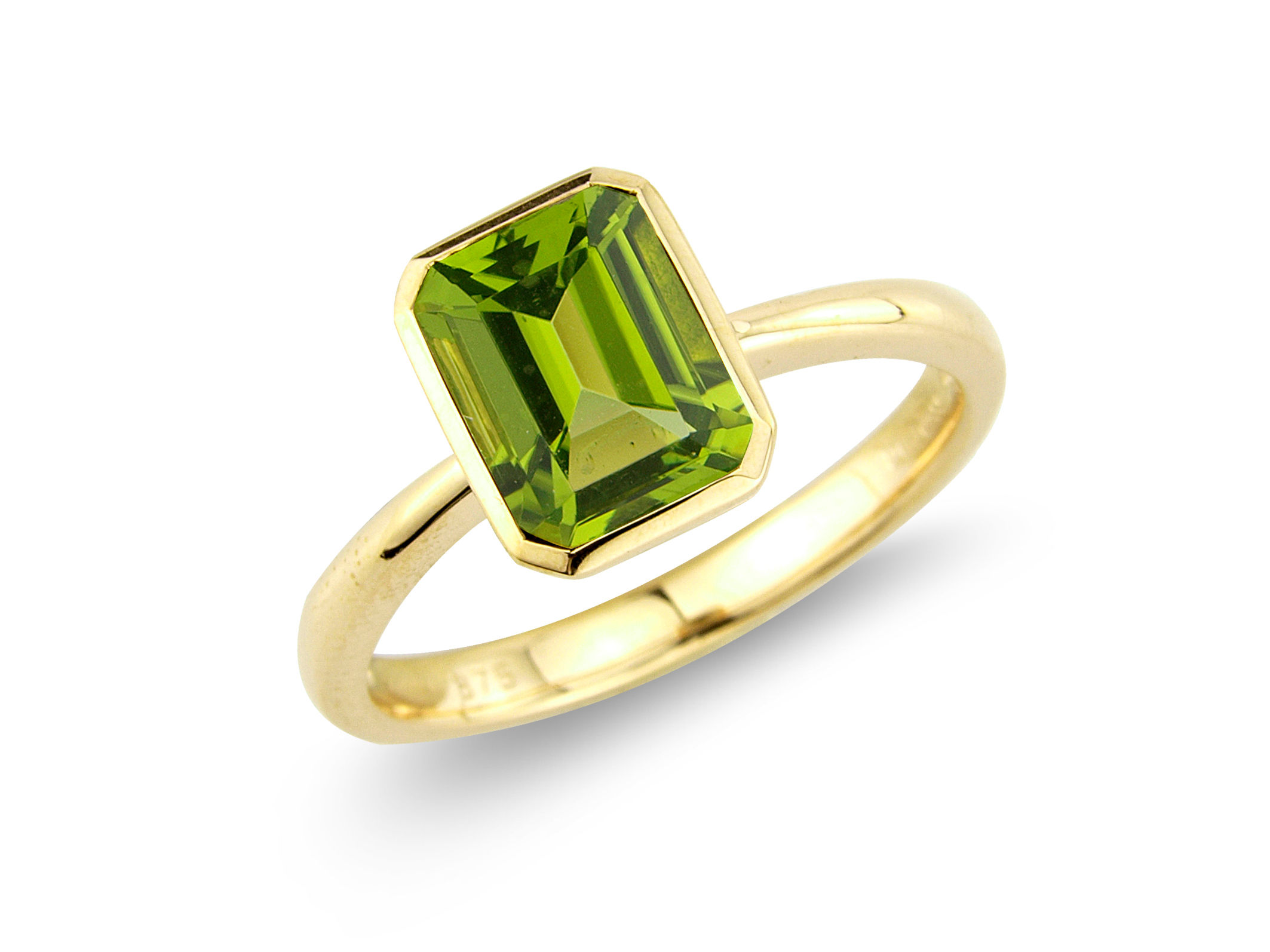 Peridot Octagonal 9ct Yellow Gold Ring