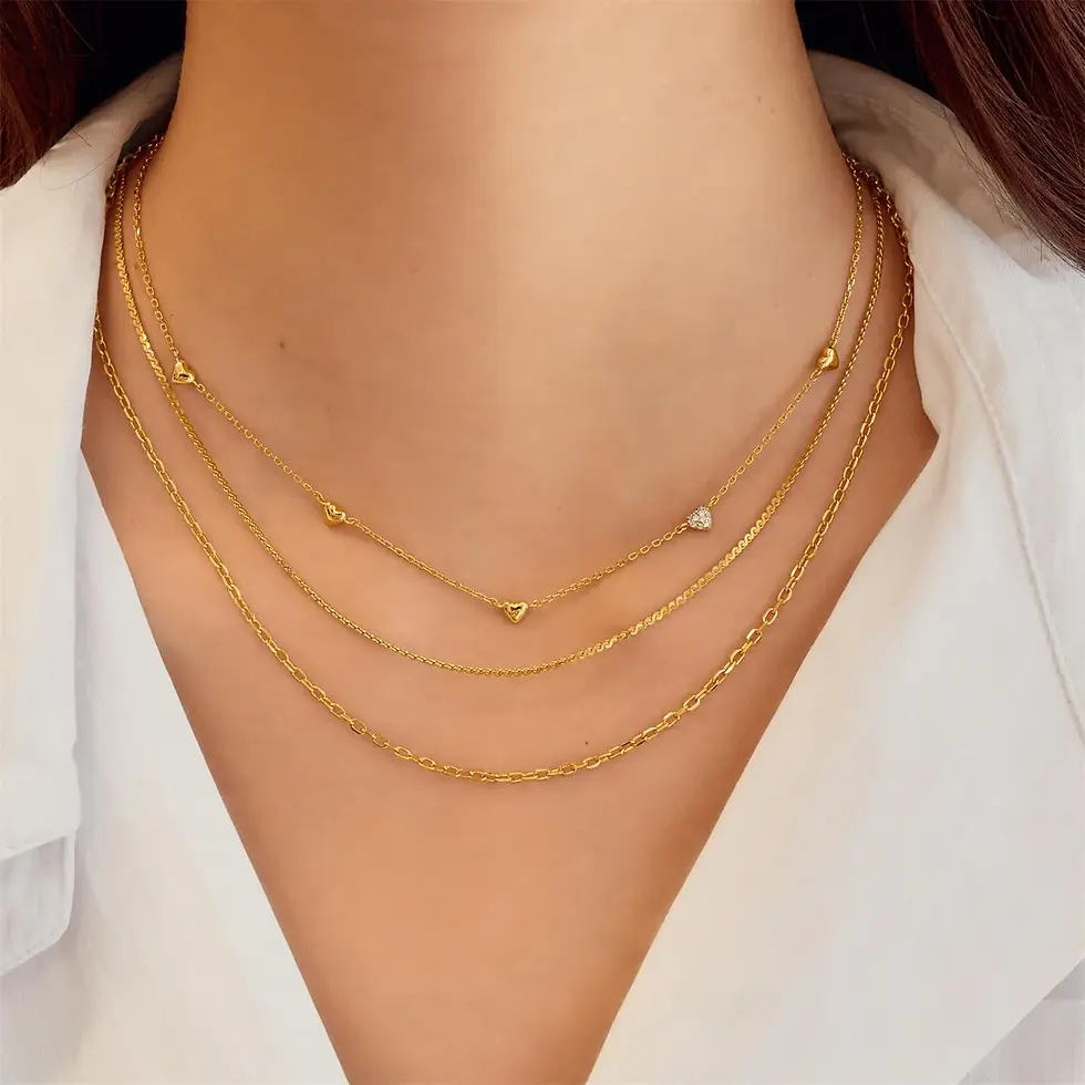 Thumbnail: Gold Plated Pave Puffed Heart Necklace