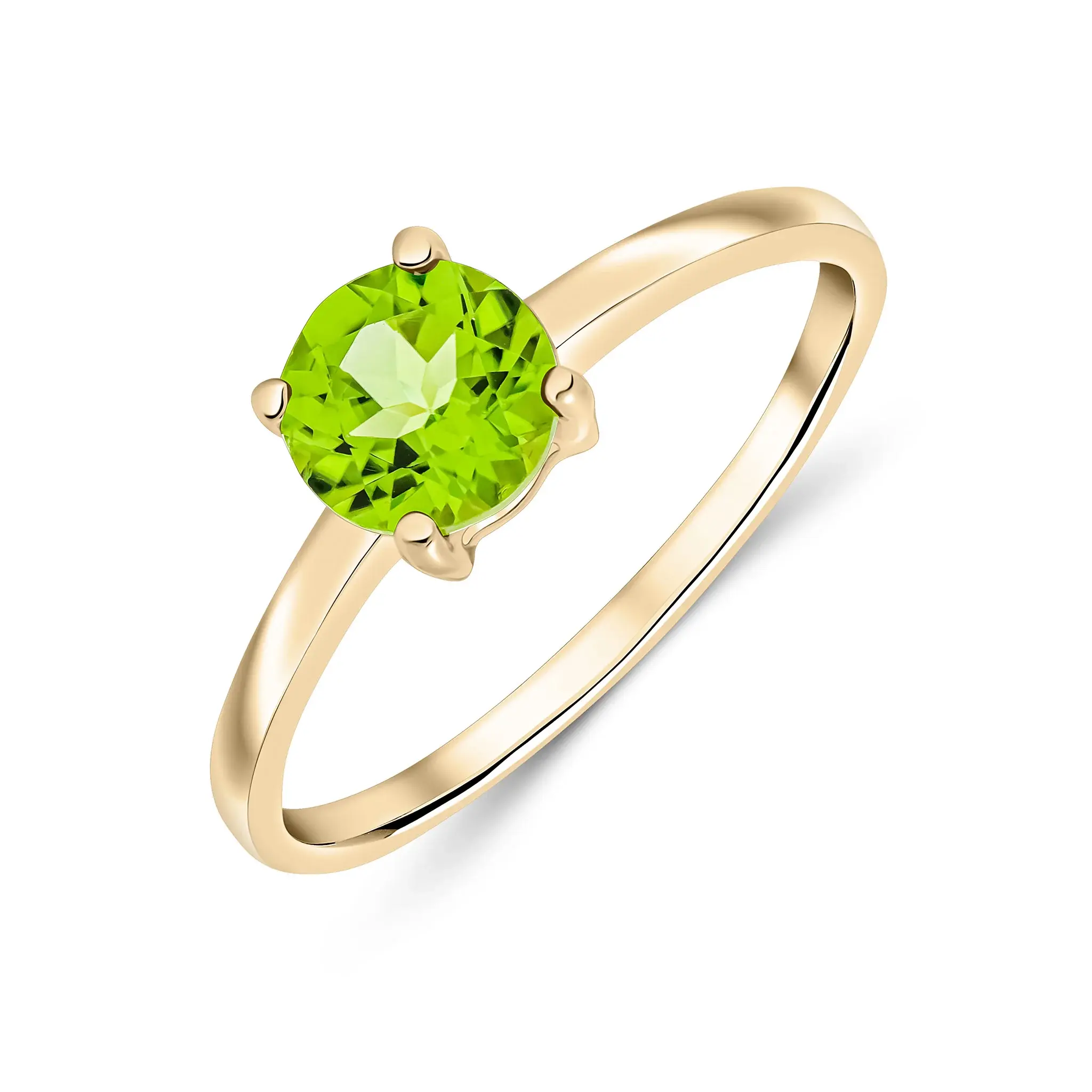 Peridot 0.96ct Round Yellow Gold Ring