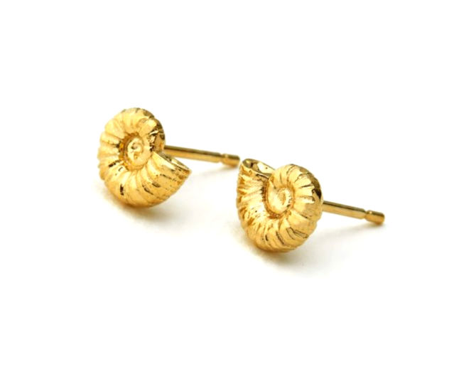 Thumbnail: Ammonite Gold Plated Silver Stud Earrings
