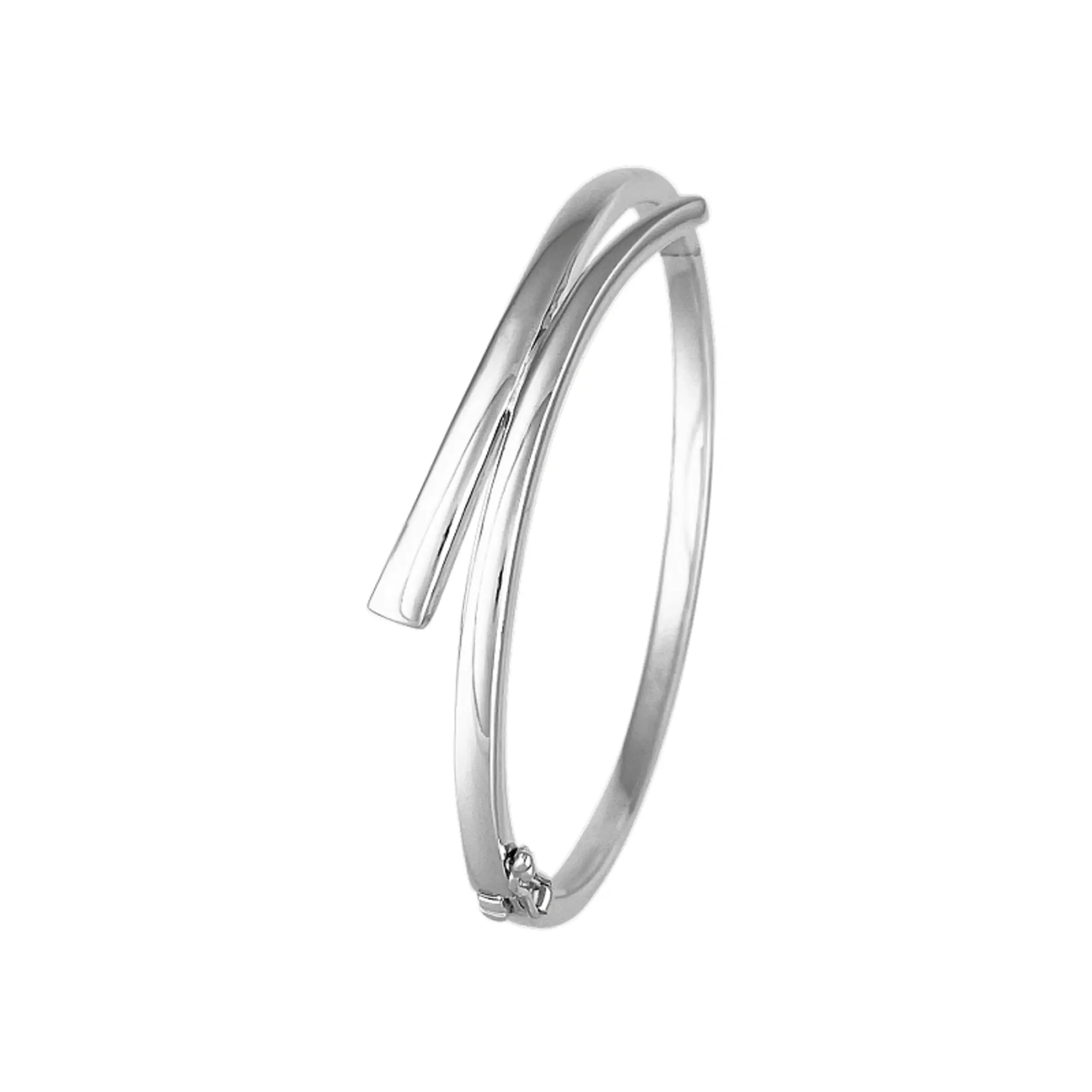 Sterling Silver Oval Hinged Cross-over Bangle