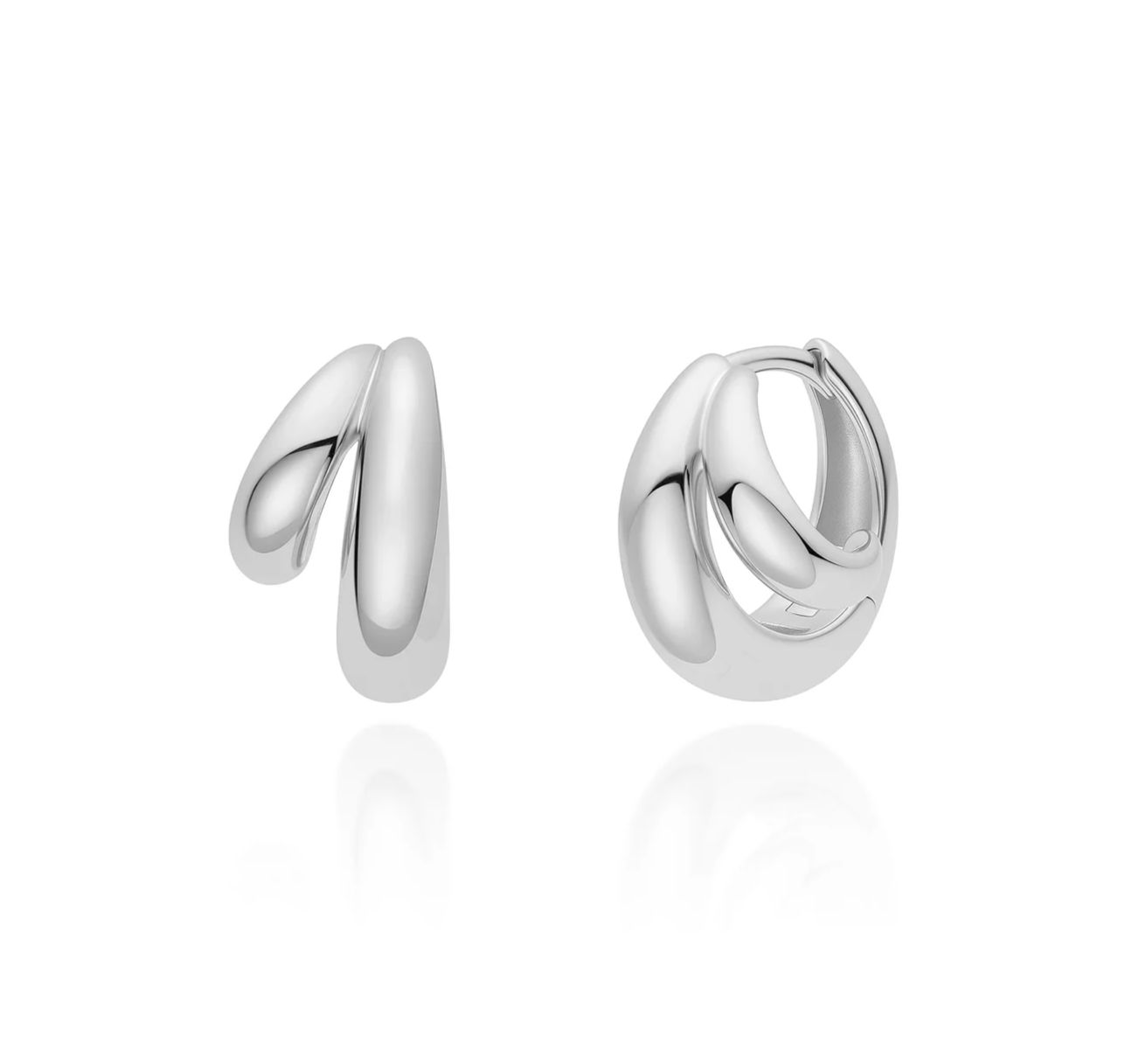 Silver Dome Huggie Hoop Earrings