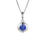 Thumbnail: Sapphire Lab Grown 4mm Rhodium Plated Silver Rubover Pendant