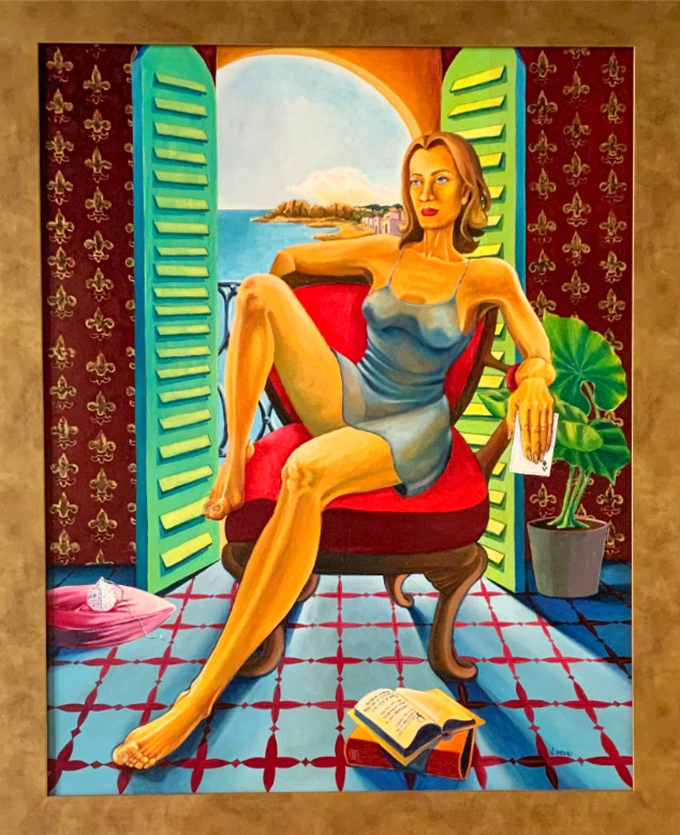 CUADRO EL JUEGO DE VERONICA BILBAO PINTORA DE LA GALERIA DART LA CATEDRAL EN TARRAGONA