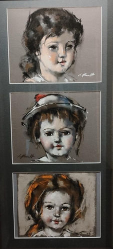 CUADRO  LES NENES DE JAUME  DE JAUME QUERALT PINTOR DE LA GALERIA DART LA CATEDRAL EN TARRAGONA