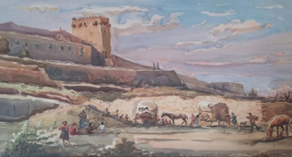 CUADRO LA MURALLA DE TARRAGONA DE JOAN BAPTISTA PLANA PINTOR DE LA GALERIA DART LA CATEDRAL EN TARRAGONA