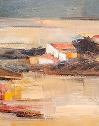 Fields and Farmhouse in Ochre OST 73 x 60 - 2300 euros
