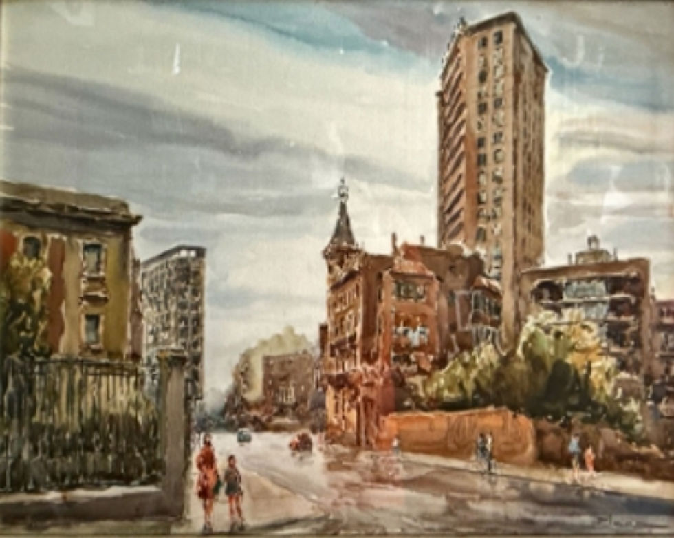 CUADRO vista de la plaça del centenari DE JOAN BAPTISTA PLANA PINTOR GALERIA DART LA CATEDRAL EN TARRAGONA