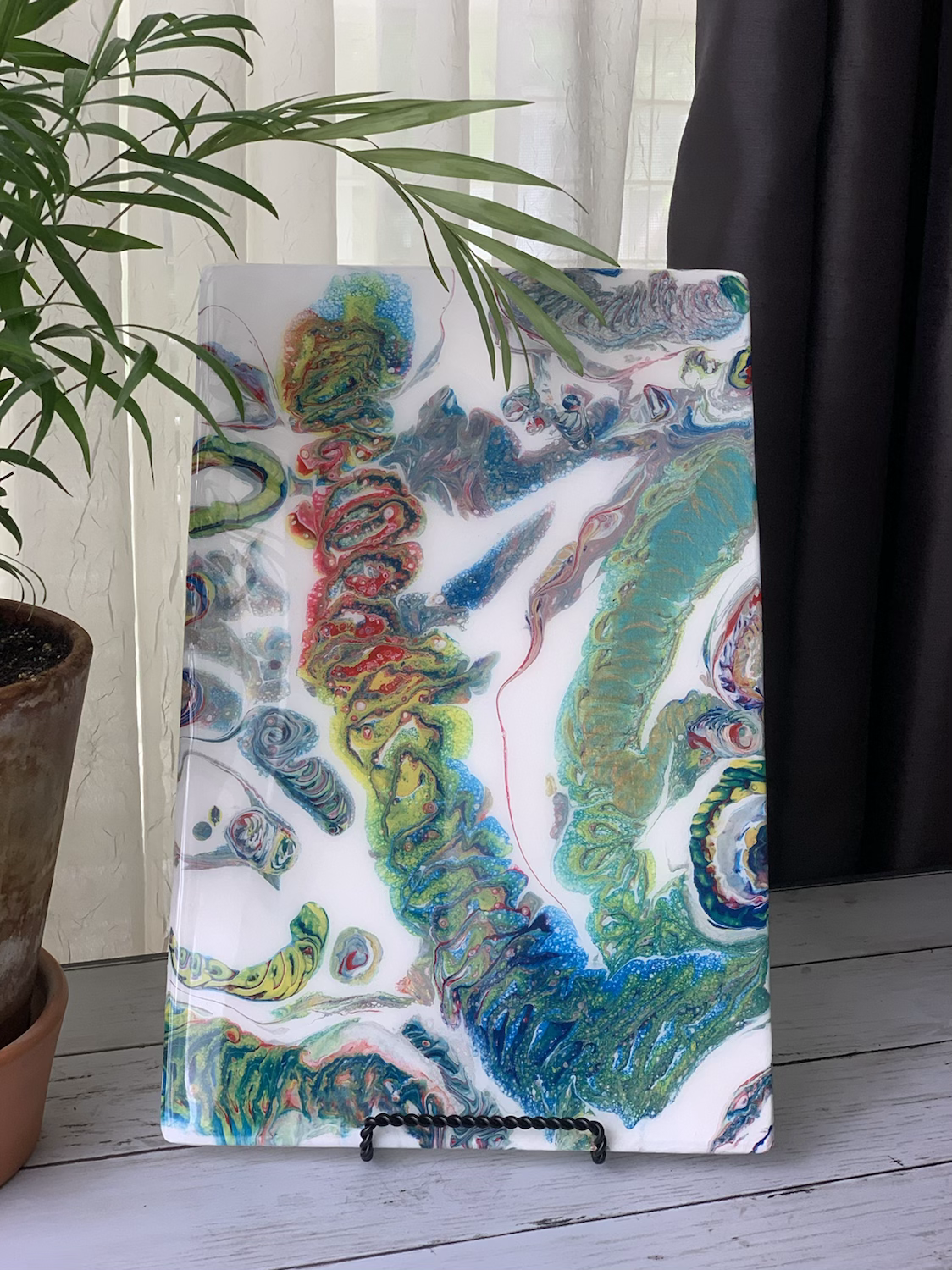 Funky Colored Cake Platter/Cheese/Charcuterie Bo