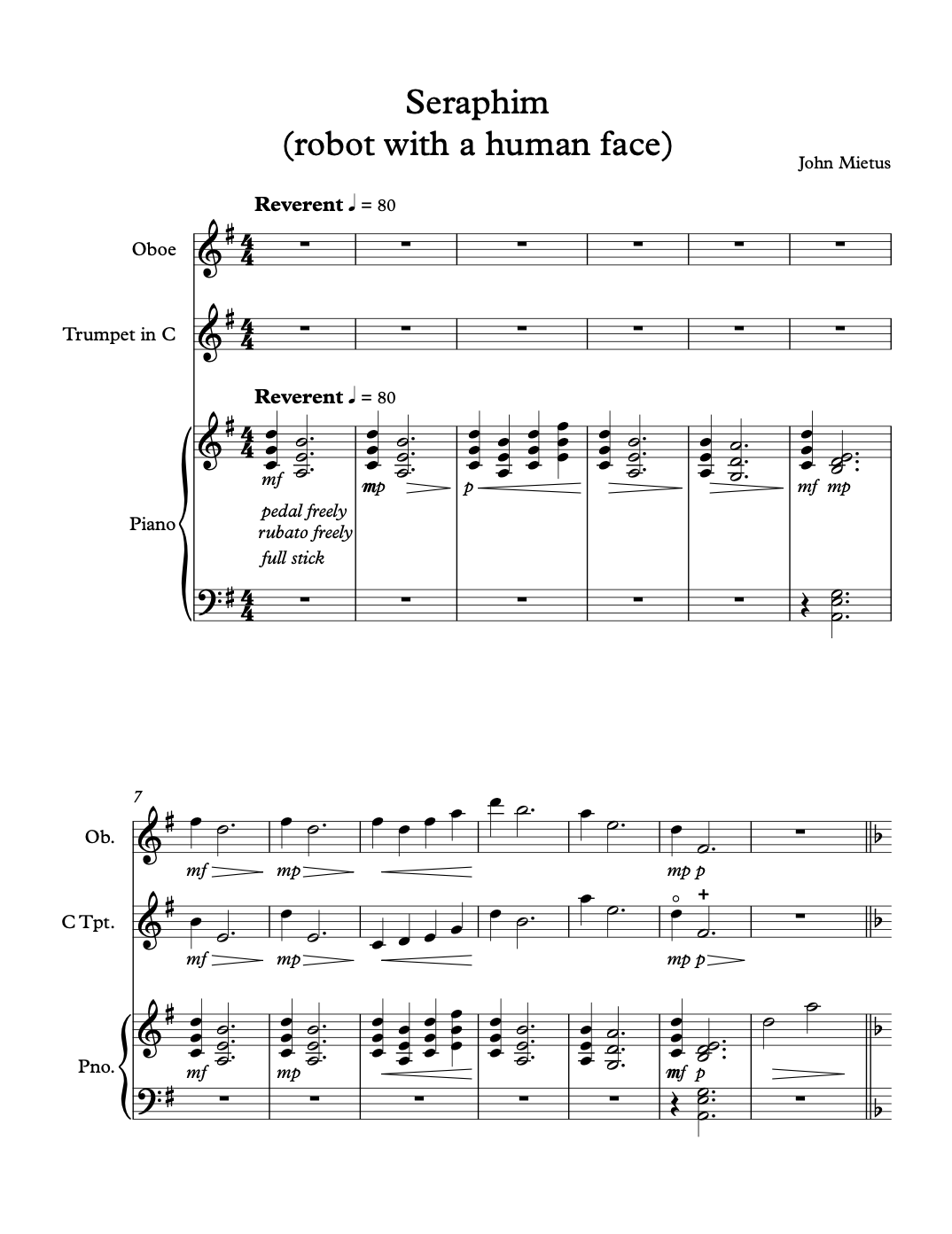 Seraphim for Oboe, Trumpet, and Piano