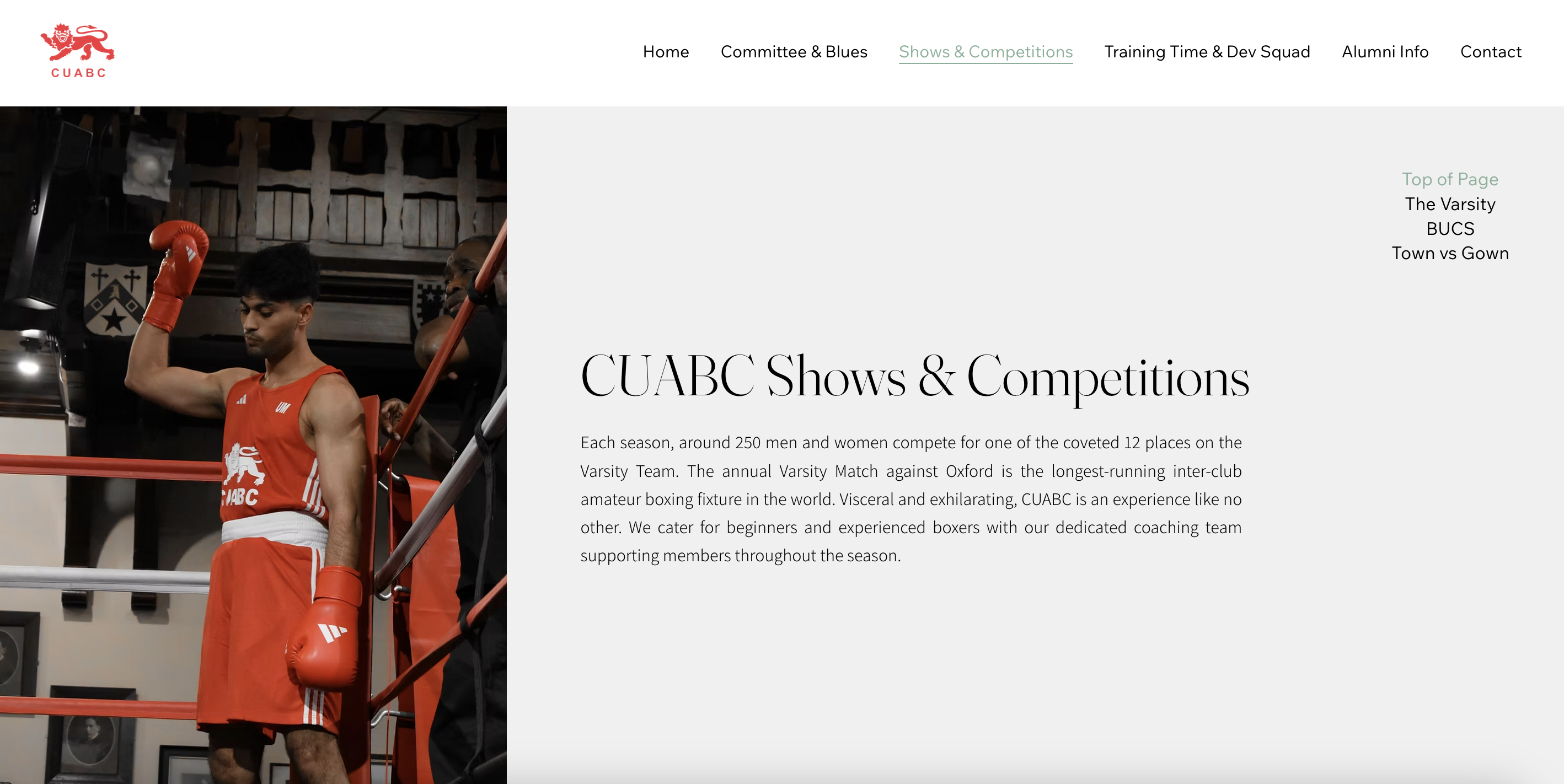 Cambridge university amateur boxing club website