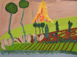 Juliana Mrvova, Sohra Fields, Acrylic on paper, 75 x 100 cm, 2016