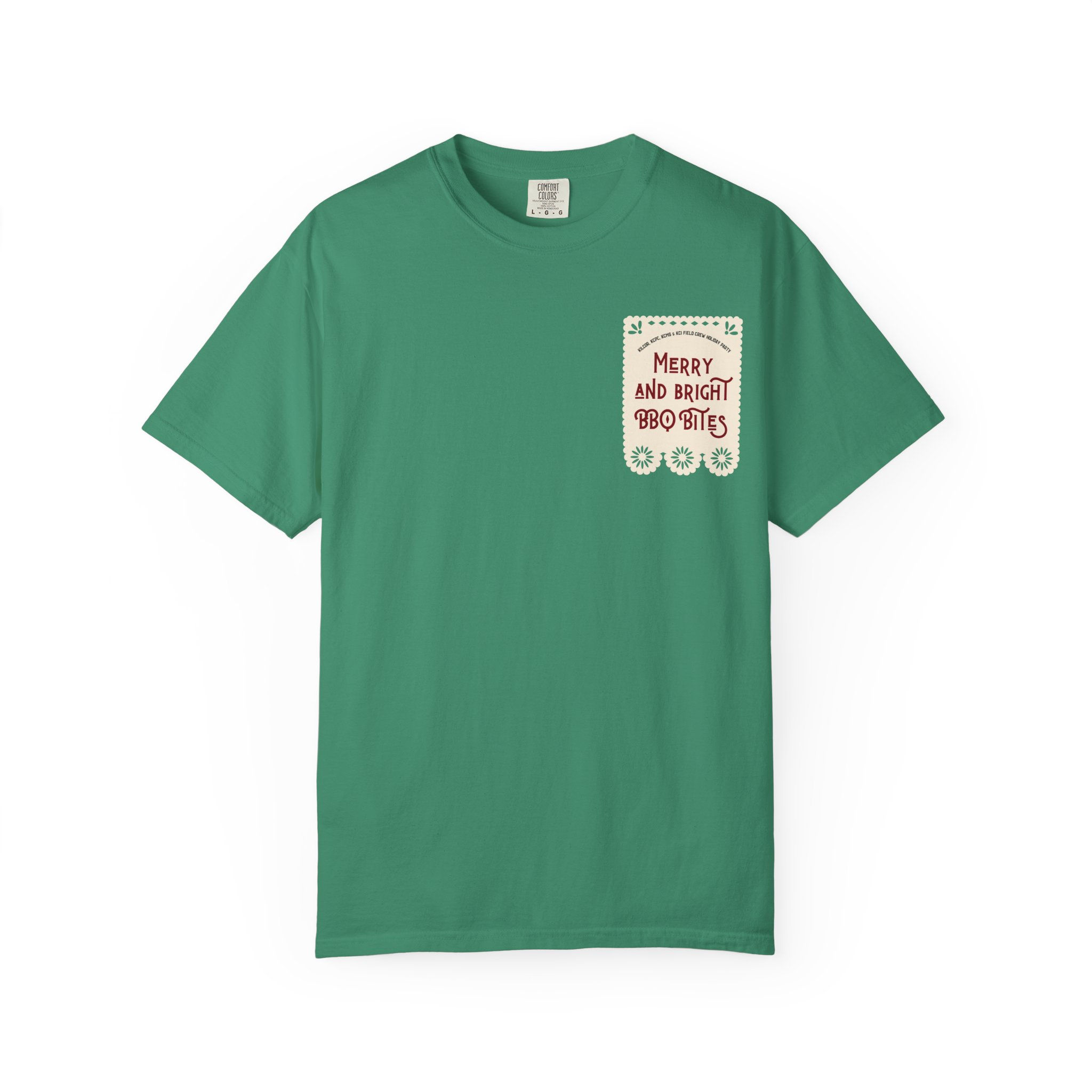 Christmas BBQ T-Shirt — "Merry and Bright BBQ Bites" Holiday Party Tee