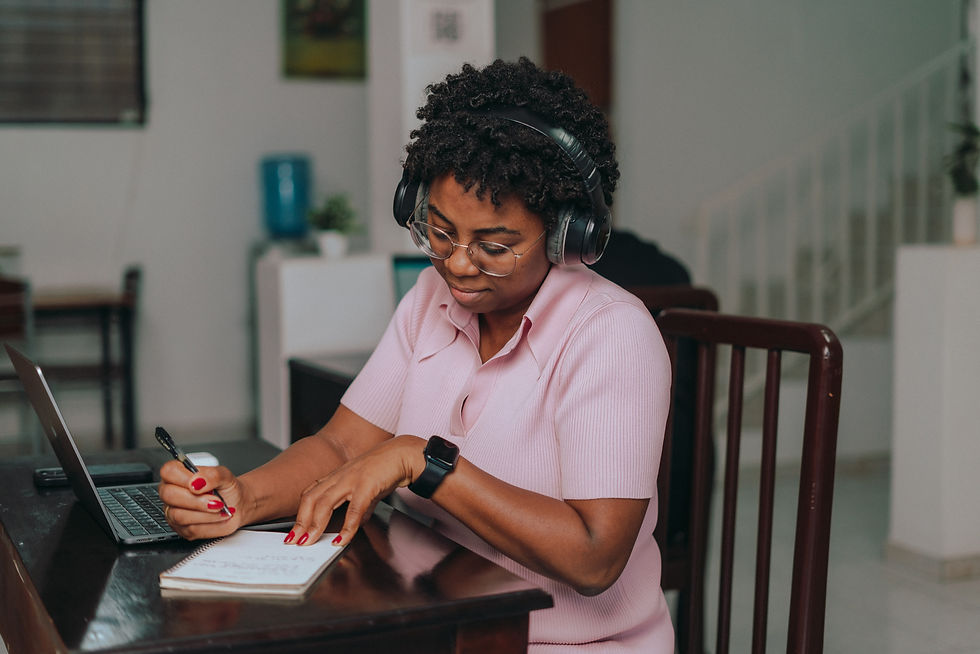 A woman working on project