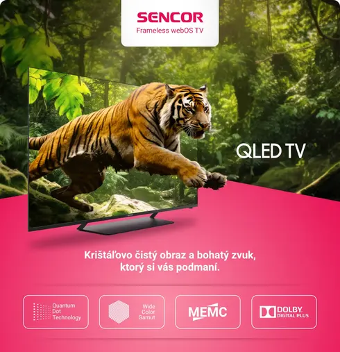 Vizuál zobrazuje TV Sencor vo výrazných farbách pre brand page