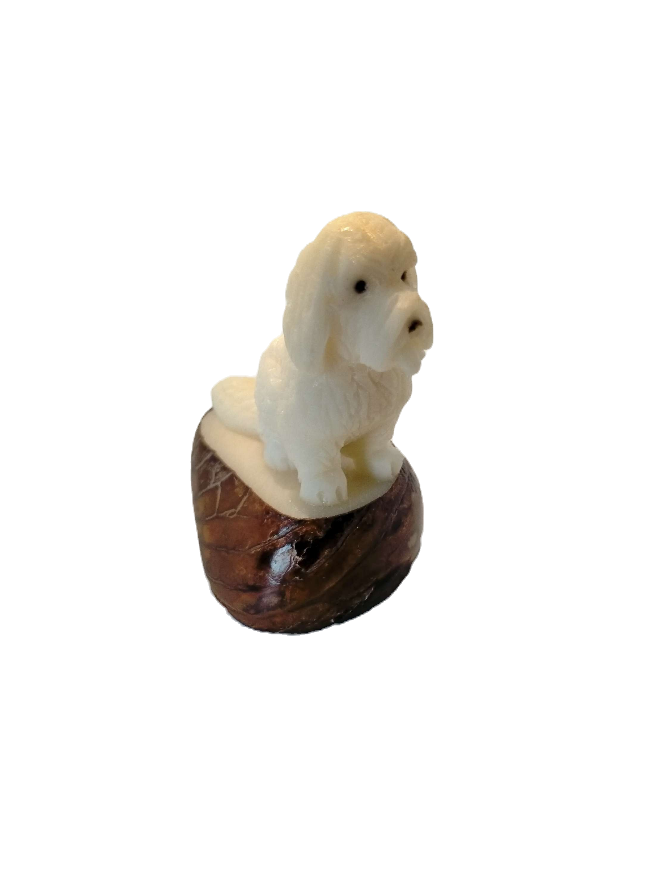 Figurine Ivoire Végétal Chien poilu