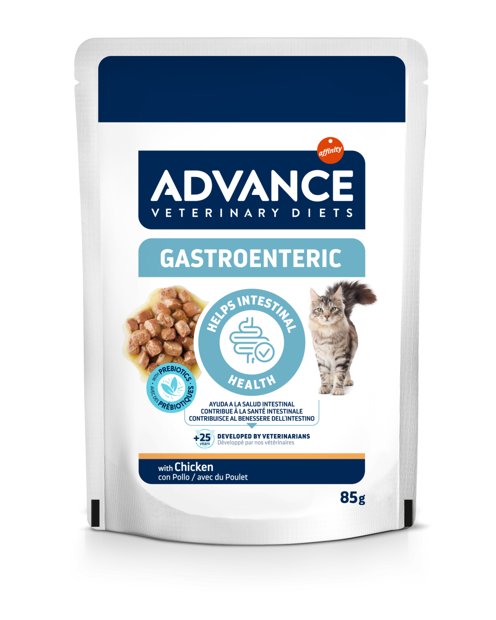 Boîte de 12 sachets fraîcheur Advance Veterinary Diets Gastroenteric 85 g au poulet, alimentation diététique pour chat