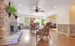 Floor to Ceiling Stone Fireplace...