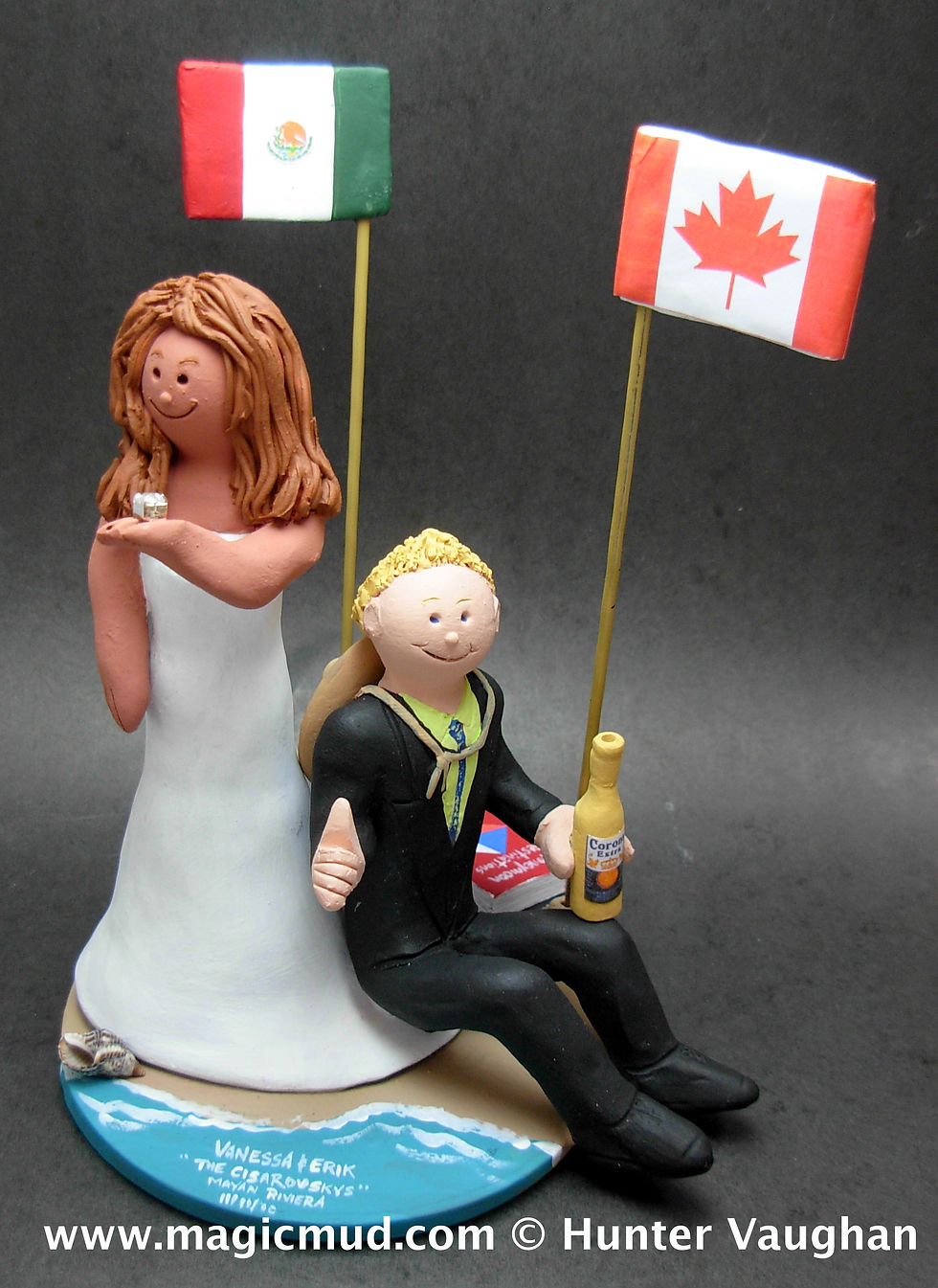 Thumbnail: American Groom Marries Hispanic Bride Wedding Cake Topper