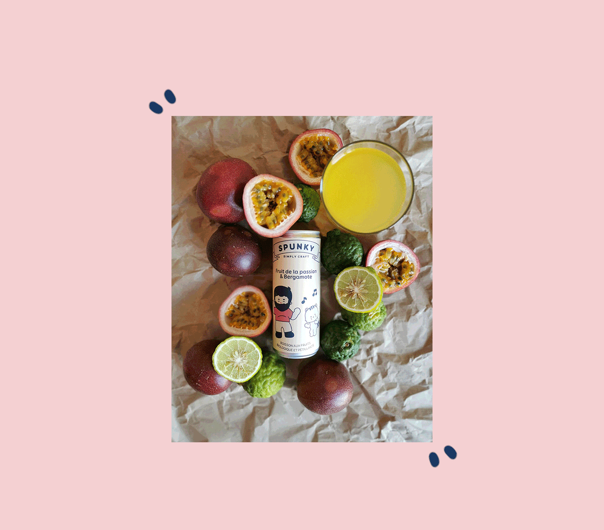 Spunky = boissons naturelles et pétillantes, aux vrais fruits bio, composition transparente, sans alcool, vegan