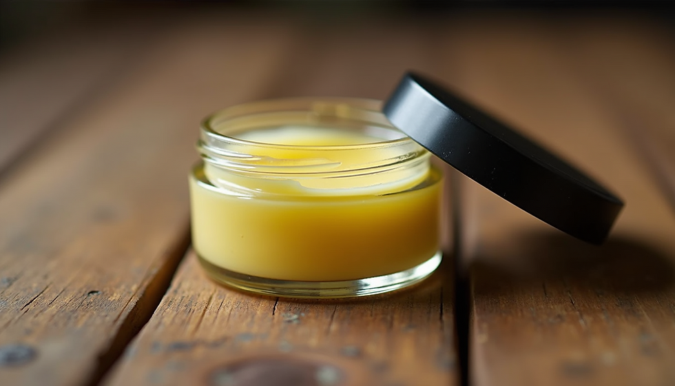 A glass jar of beef tallow and honey balm