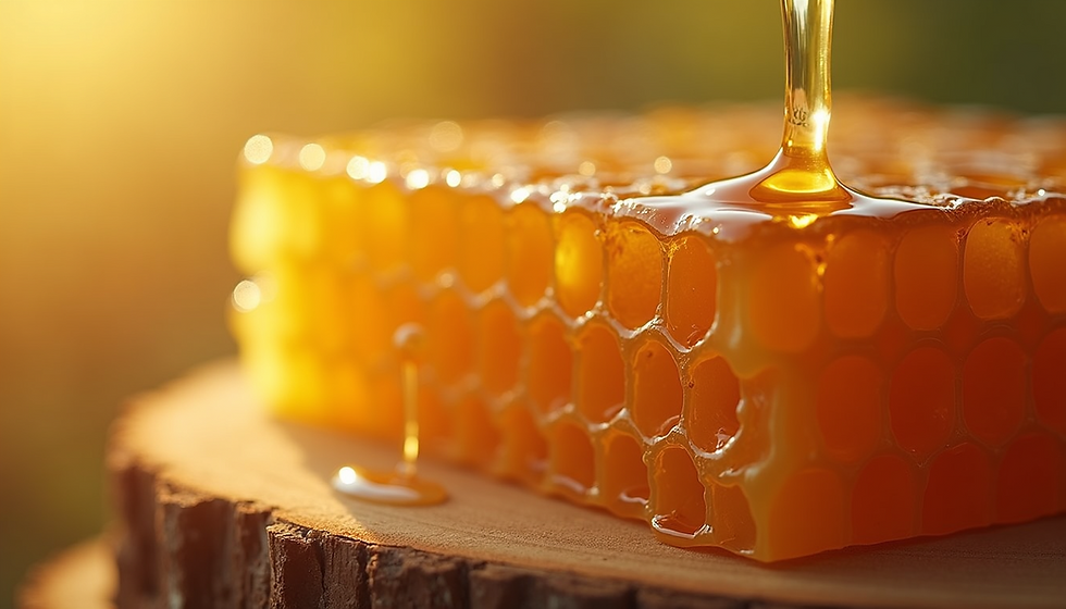 Raw honeycomb close-up showing natural honey texture