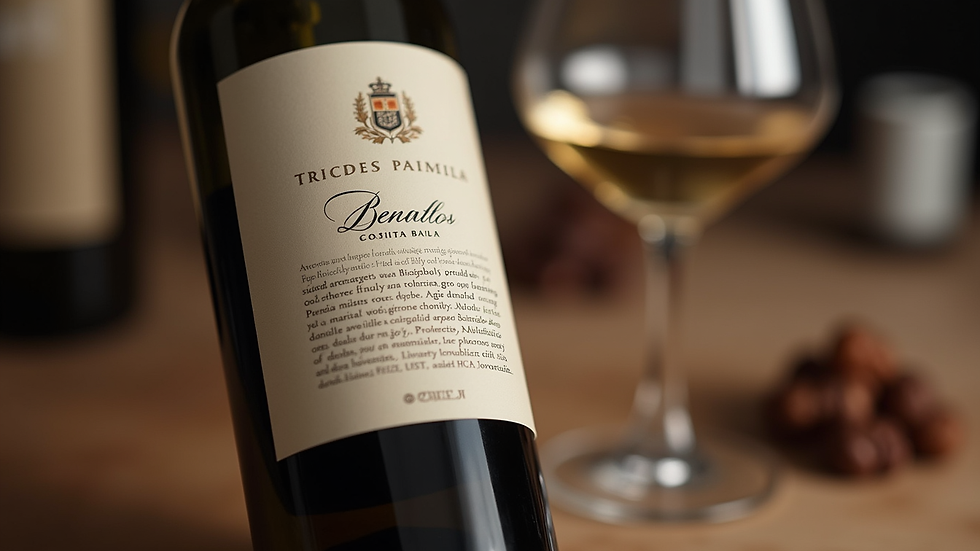 Close-up view of a wine bottle label with detailed information