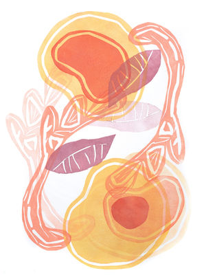 Orange Stems, Purple Leaves, Orange Pods