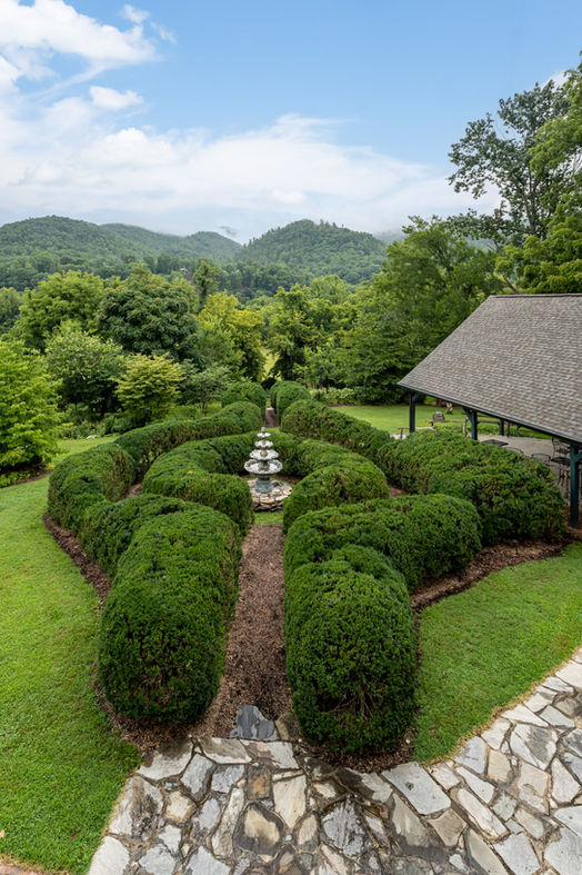 gazebo and gardens with fountain