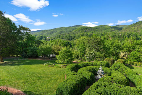 mountains in hot springs and large gardens